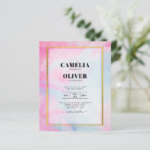 LeahG Pink Aqua Blue Gold INK Wedding INVITE (Stehend Vorderseite)