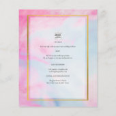 LeahG Pink Aqua Blue Gold INK Wedding INVITE (Rückseite)