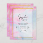 LeahG Pink Aqua Blue Gold INK Wedding INVITE (Vorne/Hinten)