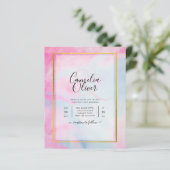 LeahG Pink Aqua Blue Gold INK Wedding INVITE (Stehend Vorderseite)