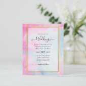 LeahG Pink Aqua Blue Gold INK Wedding INVITE (Stehend Vorderseite)