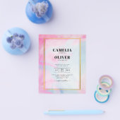 LeahG Pink Aqua Blue Gold INK Wedding INVITE Flyer (Einzeln)