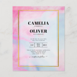 LeahG Pink Aqua Blue Gold INK Wedding INVITE Flyer