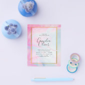 LeahG Pink Aqua Blue Gold INK Wedding INVITE Flyer (Einzeln)