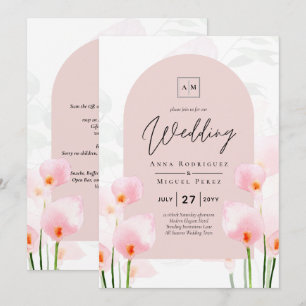 LeahG Pink Calla Lily Floral Wedding Einladung