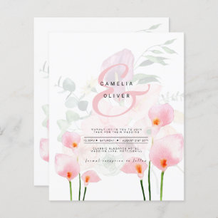 LeahG Pink Calla Lily Floral Wedding Einladung