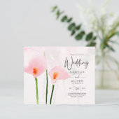 LeahG Pink Calla Lily Floral Wedding Einladung (Stehend Vorderseite)