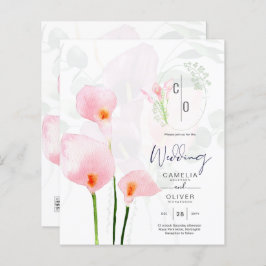 LeahG Pink Calla Lily Floral Wedding Einladung