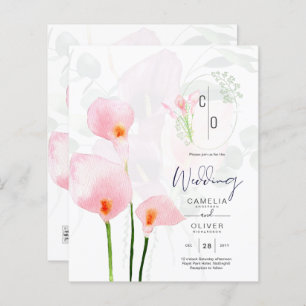 LeahG Pink Calla Lily Floral Wedding Einladung