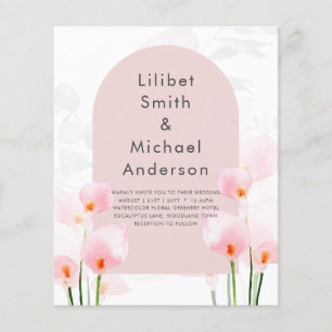 LeahG Pink Calla Lily Floral Wedding Einladung Flyer