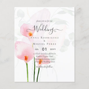 LeahG Pink Calla Lily Floral Wedding Invite allin1 Flyer