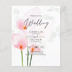 LeahG Pink Calla Lily Floral Wedding Invite allin1 Flyer