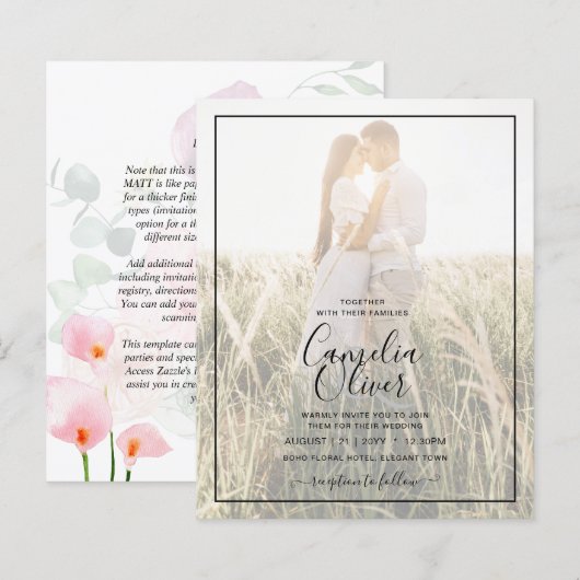 LeahG Pink Calla Lily Foto Overlay (Vorne/Hinten)