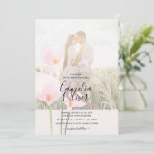 LeahG Pink Calla Lily FOTO Overlay Einladung (Stehend Vorderseite)