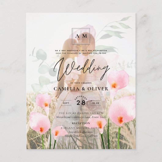 LeahG Pink Calla Lily Foto Overlay Flyer (Vorne)