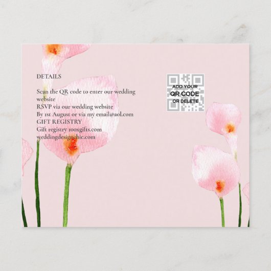 LeahG Pink Calla Lily FOTO Overlay Flyer (Hinten)