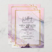 LeahG Pink Lila Lavender Gold INK Wedding INVITE (Vorne/Hinten)