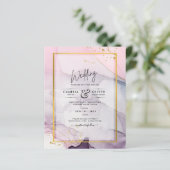 LeahG Pink Lila Lavender Gold INK Wedding INVITE (Stehend Vorderseite)