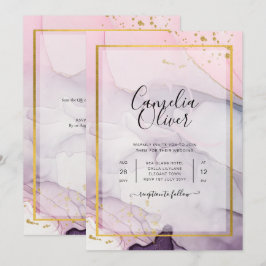 LeahG Pink Lila Lavender Gold INK Wedding INVITE Einladung