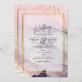 LeahG Pink Lila Lavender Gold INK Wedding INVITE Einladung (Vorne/Hinten)