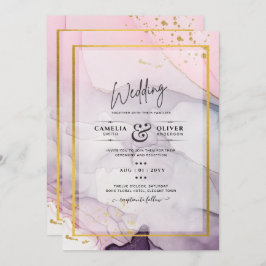 LeahG Pink Lila Lavender Gold INK Wedding INVITE Einladung