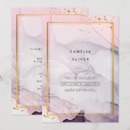 LeahG Pink Lila Lavender Gold INK Wedding INVITE Einladung