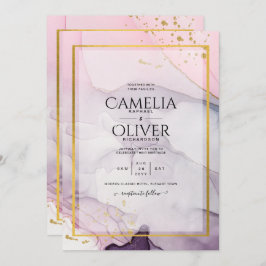LeahG Pink Lila Lavender Gold INK Wedding INVITE Einladung