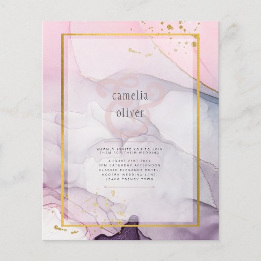 LeahG Pink Lila Lavender Gold INK Wedding INVITE Flyer (Vorne)