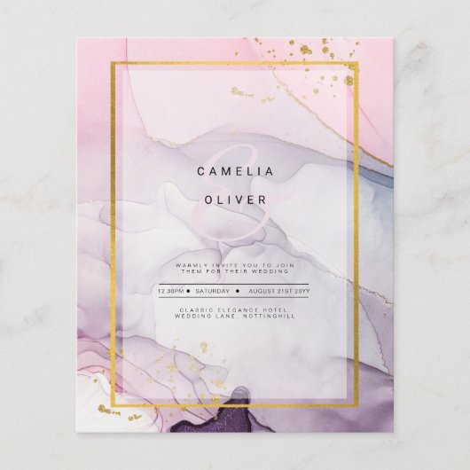LeahG Pink Lila Lavender Gold INK Wedding INVITE Flyer (Vorne)