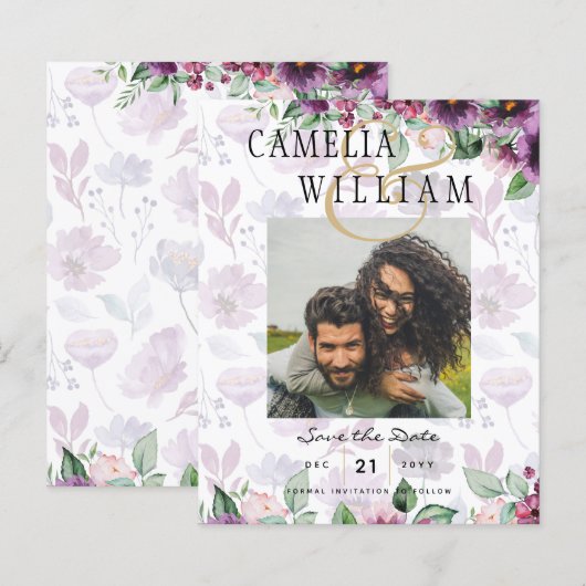 LeahG Plum Lila Berry Floral Wedding Winter (Vorne/Hinten)