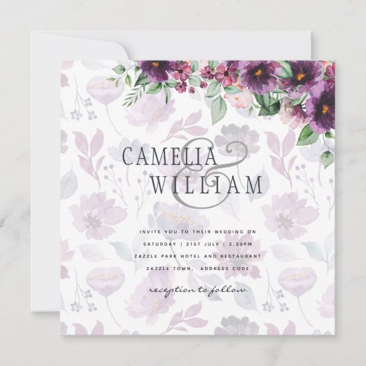 LeahG Plum Lila Berry Floral Wedding Winter (Vorderseite)