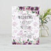 LeahG Plum Lila Berry Floral Wedding Winter Einladung (Stehend Vorderseite)