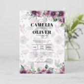 LeahG Plum Lila Berry Floral Wedding Winter Einladung (Stehend Vorderseite)