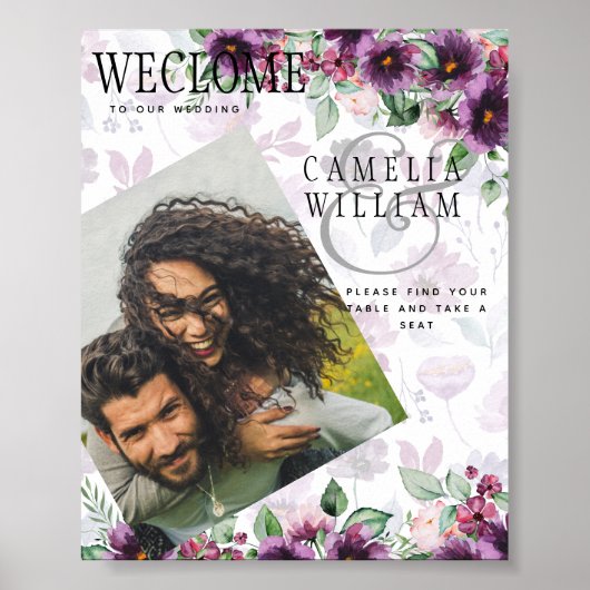 LeahG Plum Lila Berry Floral Wedding Winter Poster (Vorne)