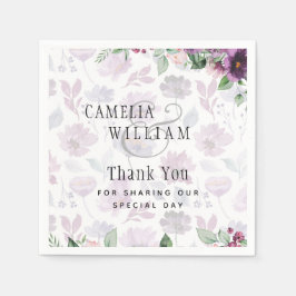 LeahG Plum Lila Berry Floral Wedding Winter Serviette