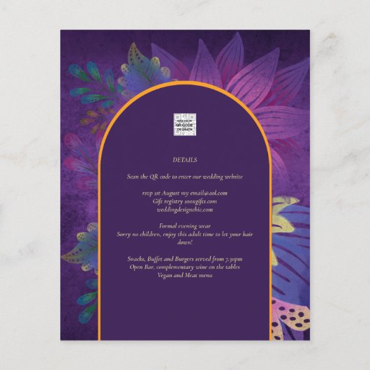 LeahG Plum Lila Gold JEWEL TONES Wedding INVITE (Rückseite)