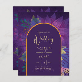 LeahG Plum Lila Gold JEWEL TONES Wedding INVITE