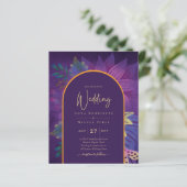 LeahG Plum Lila Gold JEWEL TONES Wedding INVITE (Stehend Vorderseite)