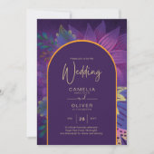 LeahG Plum Lila Gold JEWEL TONES Wedding INVITE Einladung (Vorderseite)