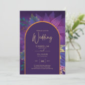 LeahG Plum Lila Gold JEWEL TONES Wedding INVITE Einladung (Stehend Vorderseite)
