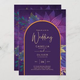 LeahG Plum Lila Gold JEWEL TONES Wedding INVITE Einladung