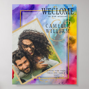 LeahG Rainbow Ink FOTO Wedding WELCOME SIGN Poster