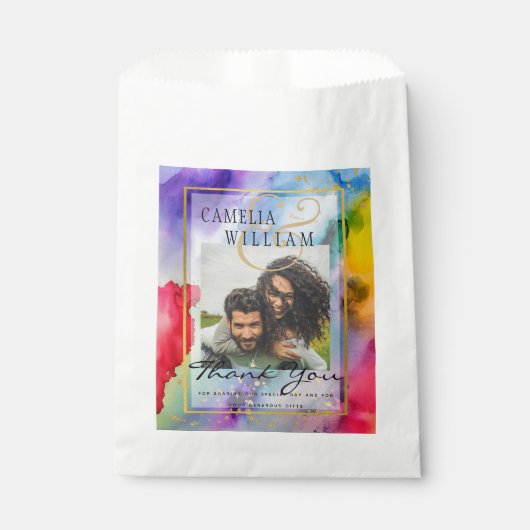 LeahG Rainbow Pride Alcohol Ink Wedding Geschenktütchen (Vorderseite)