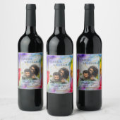 LeahG Rainbow Pride Alcohol Ink Wedding Weinetikett (Flaschen)