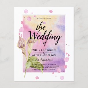 LeahG Rosa Calla-Lilie Florale Hochzeitseinladung Flyer