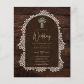 LeahG Rustic Lace Gypsophila Wood Wedding INVITE (Vorderseite)