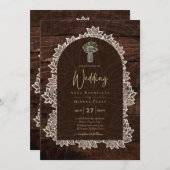 LeahG Rustic Lace Gypsophila Wood Wedding INVITE Einladung (Vorne/Hinten)