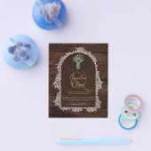 LeahG Rustic Lace Gypsophila Wood Wedding INVITE Flyer (Einzeln)