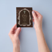 LeahG Rustic Lace Gypsophila Wood Wedding INVITE Flyer (Gruppe)