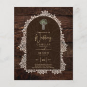 LeahG Rustic Lace Gypsophila Wood Wedding INVITE Flyer (Vorne)